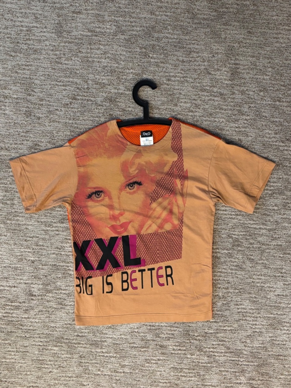 D&G Dolce & Gabbana Y2K Vintage Mesh-Back “XXL Big Is Better” T-Shirt - Picture 6 of 10